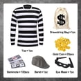 thumbnail image 7 of Forfamy Robber Costume Set Burglar Thief Accessories Black & White Striped T-Shirt Black Eye Mask Swag Bag for Criminal Halloween Carnival Party Cosplay, 7 of 7