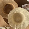 thumbnail image 4 of vlrwzc Flower Decor Straw Woven Bucket Hat Summer Sun Shade Fisherman Cap, 4 of 7