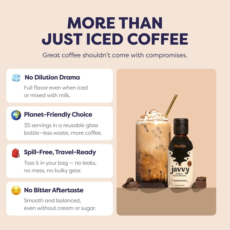 Javy Coffee Concentrate, Cold Brewed Mocha Flavor, Instant Iced