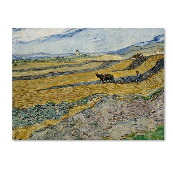 Trademark Fine Art 'Enclosed Field With Ploughman' Canvas Art by Van Gogh
