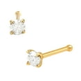 thumbnail image 2 of Solid 14Kt Gold Moissanite Stud Nose Ring - 22G Nose Bone Stud - Ball End Nose Ring - April Birthstone Nose Stud-NBYG-MNT2.5, 2 of 5