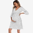 thumbnail image 6 of UTTOASFAY Womens Maternity Dresses Plus Size Dress V-Neck Short-Sleeved Belt Printed Maternity Dress for Women Blue S, 6 of 7