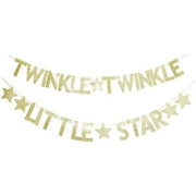 Twinkle Twinkle Little Star Gold Glitter Banner for Baby Shower/Kids Birthday Party Sign Decorations
