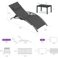 thumbnail image 5 of PURPLE LEAF 3 PCS Patio Oversized Chaise Lounge Chair Set with Side Table Poolside Adjustable Recliner Chairs for Outside Beach Outdoor Pool Sunbathing Tanning Loungers,Black, 5 of 10