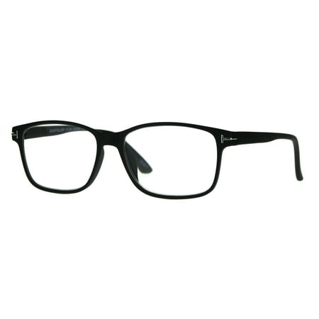 Mens Narrow Rectangular Thin Plastic Reading Glasses Black +1.0
