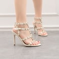 thumbnail image 4 of Estilo europeo y americano retro sexy tacones altos charol remache de metal sandalias sexy zapatos romanos, 4 of 5
