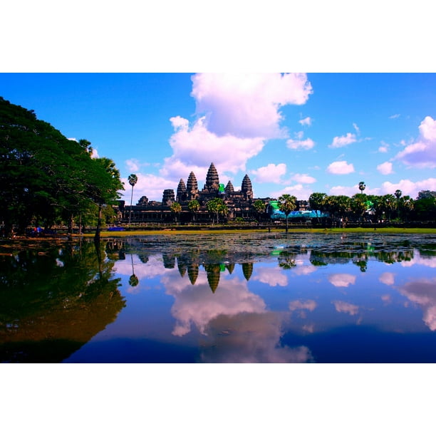 Asia Ankor Lake Ankor Wat Angkor Wat-20 Inch By 30 Laminated Poster With Bright Colors And Vivid Imagery-Fits Perfectly In Many Attractive Frames - Walmart.com