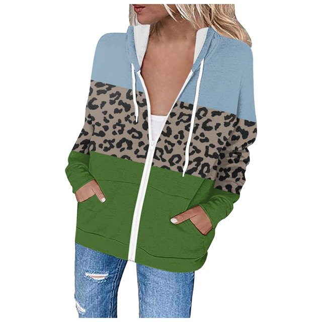 Chandails à Capuche Zippés pour Femmes Rabais de 50 % en Liquidation Blouse Imprimée Mode Hauts à Manches Longues Chandail Poches à Capuche