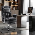 thumbnail image 3 of edx Executive Home Office Desk Chair, Ergonomic Big Tall High Back with Footrest & Lumbar Support, Reclining Comfy PU Leather Computer Gaming Chair with Swivel Wheels, Height Adjustable, Black, 3 of 9