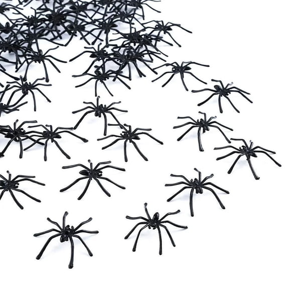 1.7" Mini Plastic Spiders Halloween Decorations, Halloween Spider Fake Spiders, Black Spider Web Decoration, Realistic Fun Toys Prank Props Scare Practical Surprise Joke Party Decor