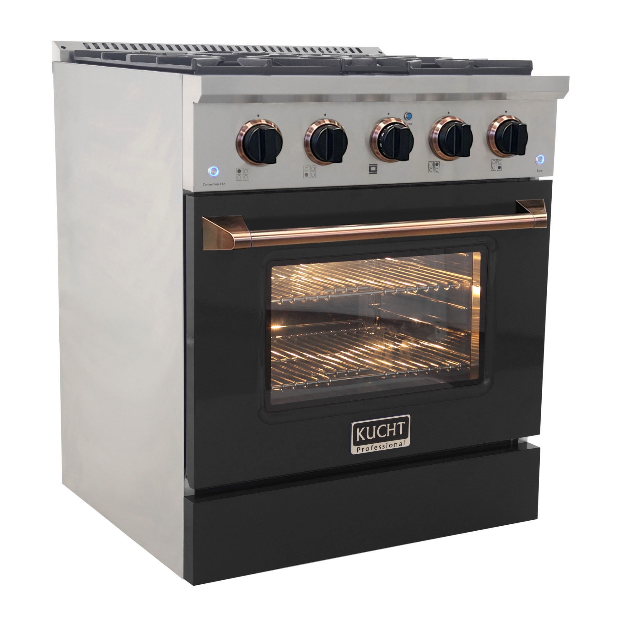 30 in. 4.2 cu. ft. Dual Fuel Range Natural Gas in Gold Handle & Gold Ring Knobs.
