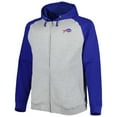 thumbnail image 2 of Men's Heather Gray Buffalo Bills Big & Tall Fleece Raglan Full-Zip Hoodie Jacket, 2 of 4