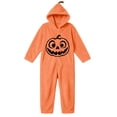 thumbnail image 2 of Inleife Women's Halloween Pumpkin Face Print Hooded Plush Fleece Onesie, Full Zip Jumpsuit with Side Pockets for Cosplay Holiday Party Wear, 2 of 6