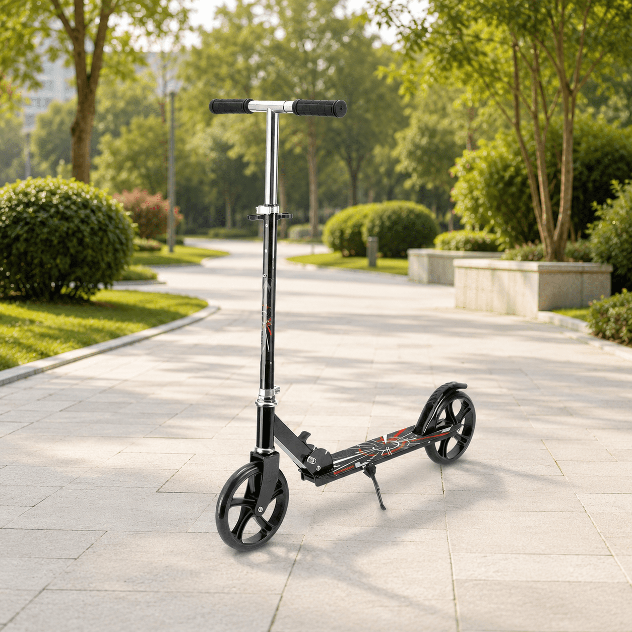 Fenbeli 200mm Folding Kick Scooter for Teens and Adults, Height-Adjustable Commuter Scooter, Black for Convenient Everyday Home Use