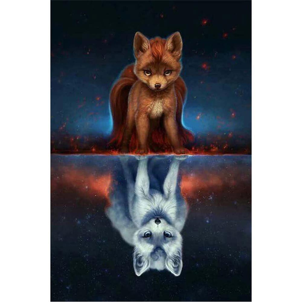 A Cinnamou DIY 5D Diamond Painting Kit,Full Drill Owl and Fox Family Embroidery Cross Stitch DIY Art Craft Home Wall Décor 