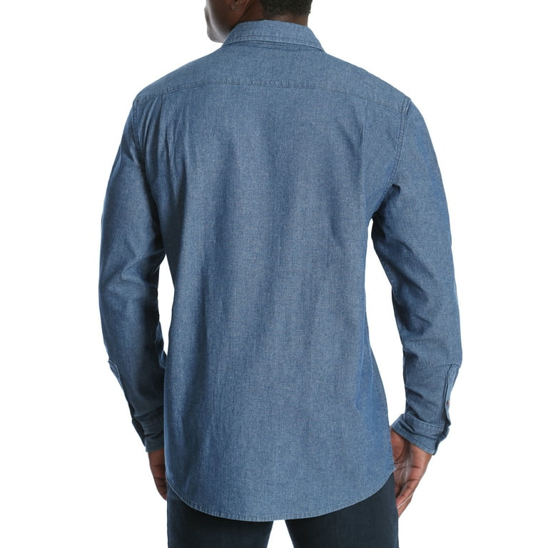 Wrangler Men's and Big Tall Long Sleeve Stretch Denim Shirt, up
