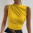 thumbnail image 2 of Plebaso Women's Tank Tops High Neck Ruched Sleeveless Shirts Slim Casual Basic Tees Tops for Going Out, 2 of 5