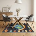 thumbnail image 3 of ODIKA 5'x7' Ultra-Soft Area Rug, Arc Orbiting Border Plane Educational Motifs Cartoon Galaxy Rocket Flowing None Washable, Bare feet friendly, Silk-Touch for Bedroom Home office, 3 of 7