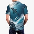 thumbnail image 3 of Balery Ice Blue Ocean Cute Dolphin A Printed Men’s Short Sleeve Polo Shirt, Midweight Men's Shirt,Golf Polo shirts -Small, 3 of 8