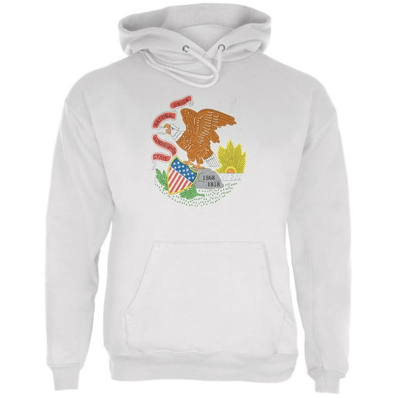 Born and Raised Illinois State Flag Mens Hoodie White MD