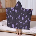 thumbnail image 5 of Purple Halloween Ghosts Skulls and Bats Hooded Bath Towel，50"x30" for Ages 3 To 12 Kids, Quick Dry Lightweight Soft Microfiber Hood Beach Towel Cover Up for Kids, 5 of 7