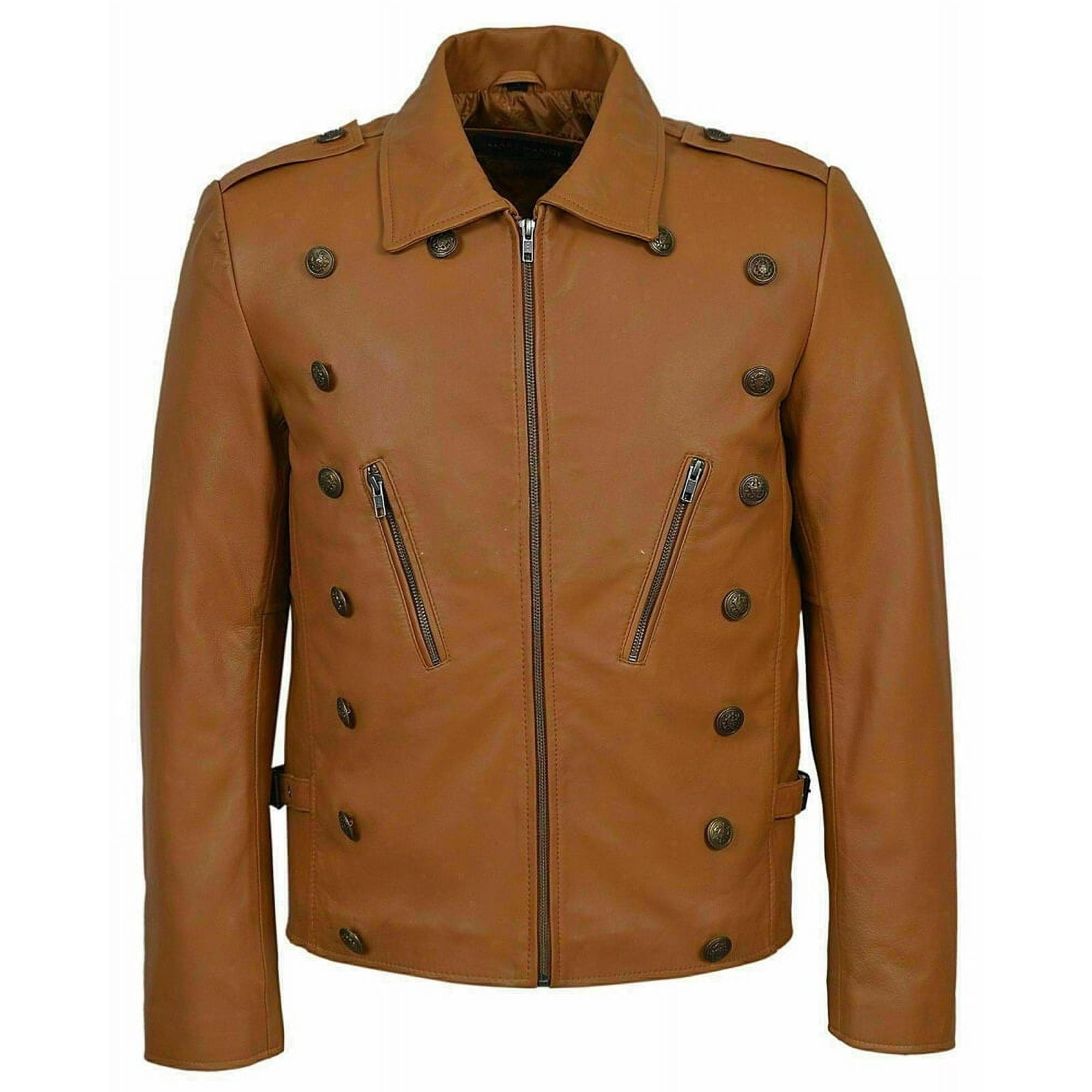 Orange leather jacket men deals
