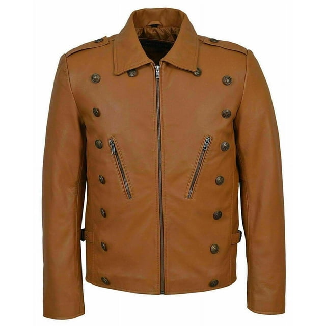 Brown Leather Moto Jacket Mens Brown Leather Jacket Leather Motorcycle Jacket Tan Biker Jacket Mens Leather Riding Jacket Tan Jacket For Men size XXXS
