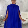 thumbnail image 1 of Robe Cape Plissée en Mousseline, Manches Cape, Longueur Genou, Invitée de Mariage, Robe Droite, Vêtements pour Femmes, 1 of 7