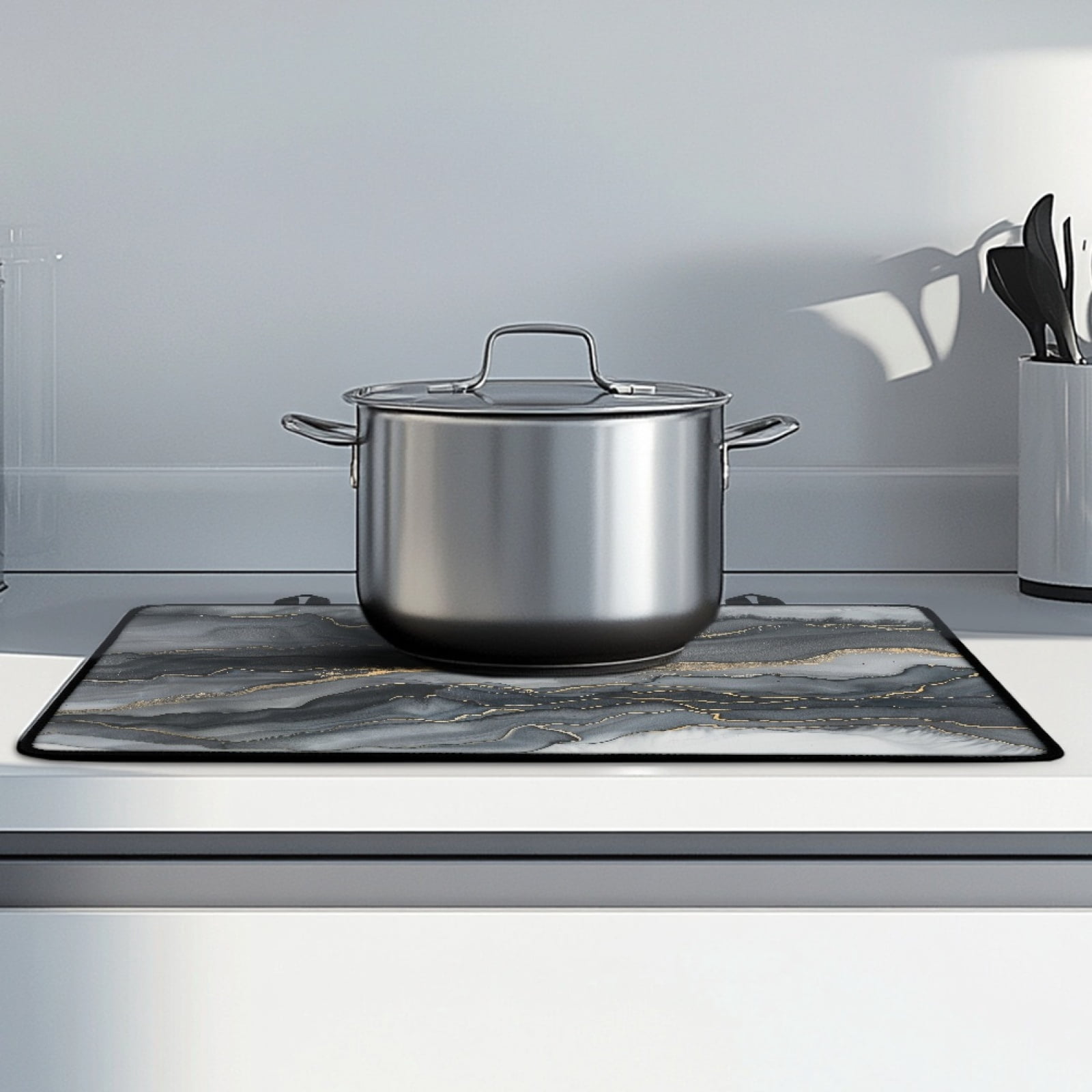 Renewold Electric Stove Top Cover for Stove Top, Induction Electric Stove Protector Non-slip Glass Cooktop Cover Range Cover Multipurpose Flat Top Stove Mat, Black Gold Marble