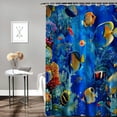thumbnail image 2 of Orinice Underwater Shower Curtain Ocean Theme Tropical Fish Coral Animal Sea World Marine Life Print Pattern Kids Bathroom Curtain Set with 12 Hooks Waterproof Fabric Boys Girls Bath Decor 60x72, 2 of 7