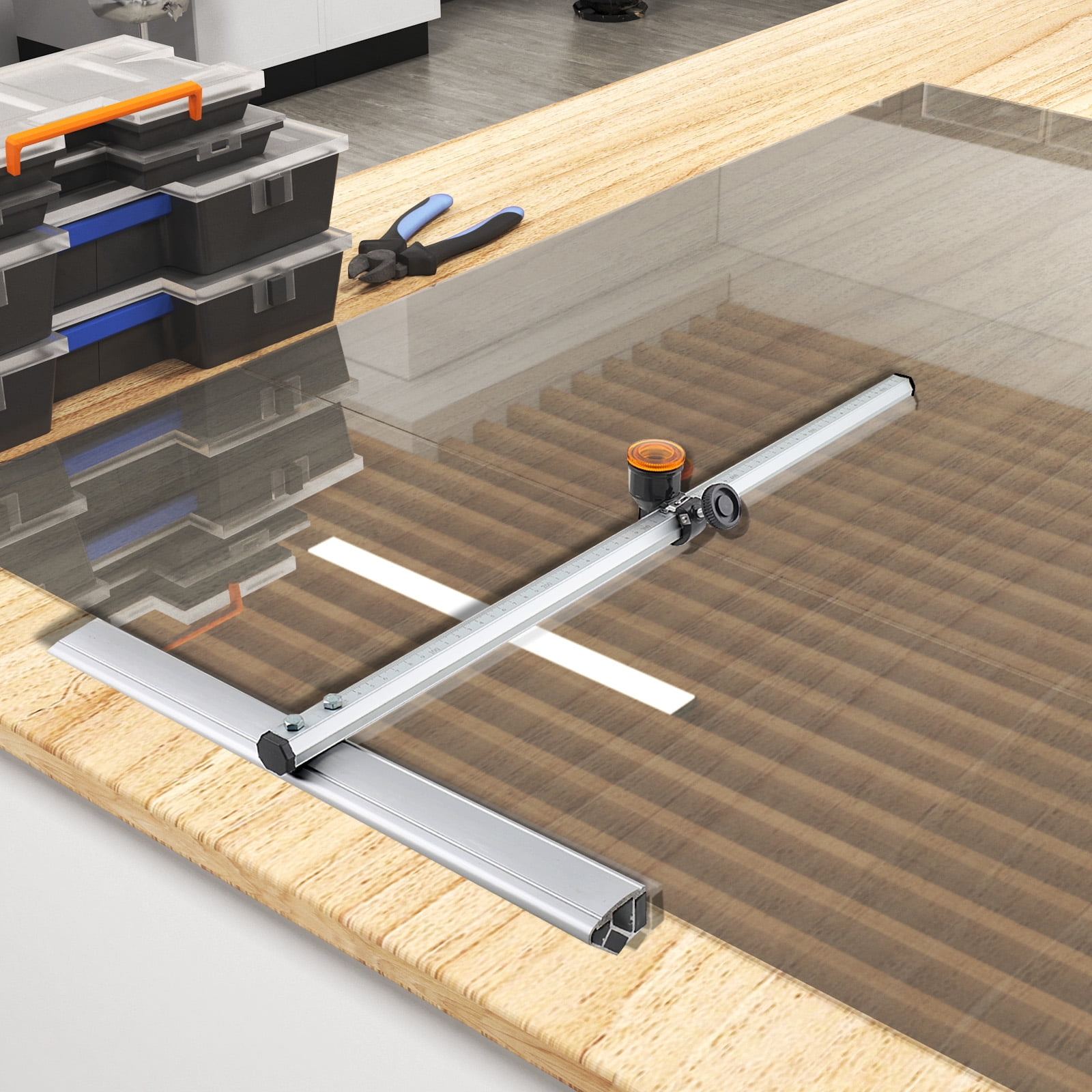 SUDEG T Type Glass Cutter, 60cm Length Push Glass Strip Cutter Cutting Tool for Ceramic Tile, Floor Tile and Vitrified Brick