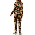 thumbnail image 3 of SCRAWLGOD Thanksgiving 2 Pack Long Sleeve Pajamas for Women with Pockets Fall Casual Pajamas Set Soft Pullover Round Collar Sleepwear Lightweight Pjs Set, Turkey Print Pumpkin Spots Black, L, 3 of 7