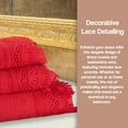 thumbnail image 4 of Zahari Home 3 Piece Laced Towel Set - Stylish Soft Plush Cotton Towels with Hand Towel & Washcloth - Highly Absorbent Towels for Bathroom, Gym, Hotel & Spa (Crochet Red), 4 of 5