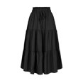 thumbnail image 2 of XIAONU Tiered Midi Skirt For Women Elastic Waist Drawstring Casual Flowy A Line Skirt, 2 of 5