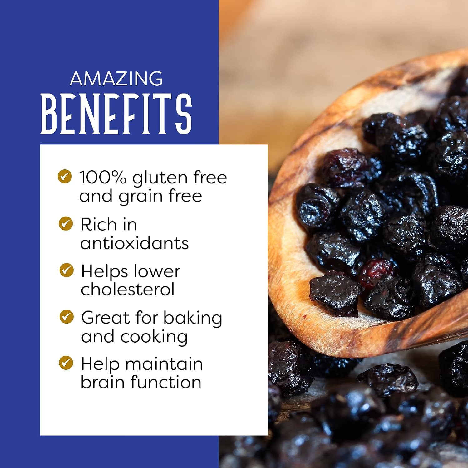 PuroRaw Dried Blueberries No Sugar Added, 2 lbs | Whole Dehydrated Blueberries, All Natural, Non-GMO, Bulk Fruit Snack & Baking Ingredient