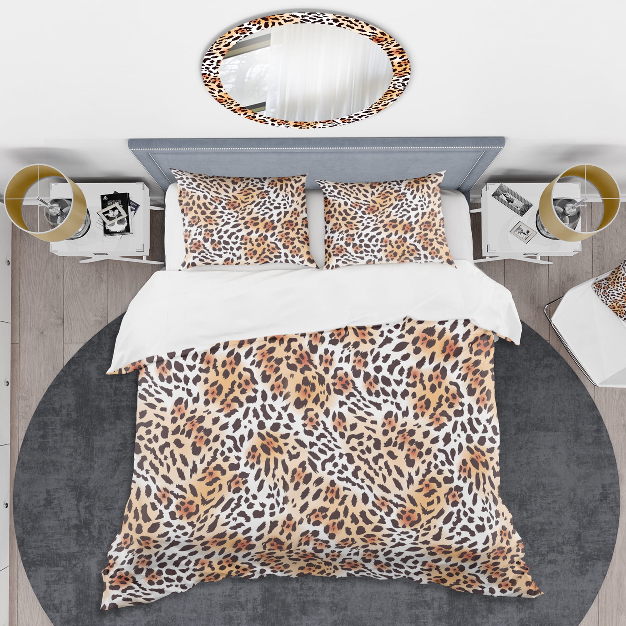 Designart 'Leopard Fur Safari II' Mid-Century Modern Duvet Cover Set