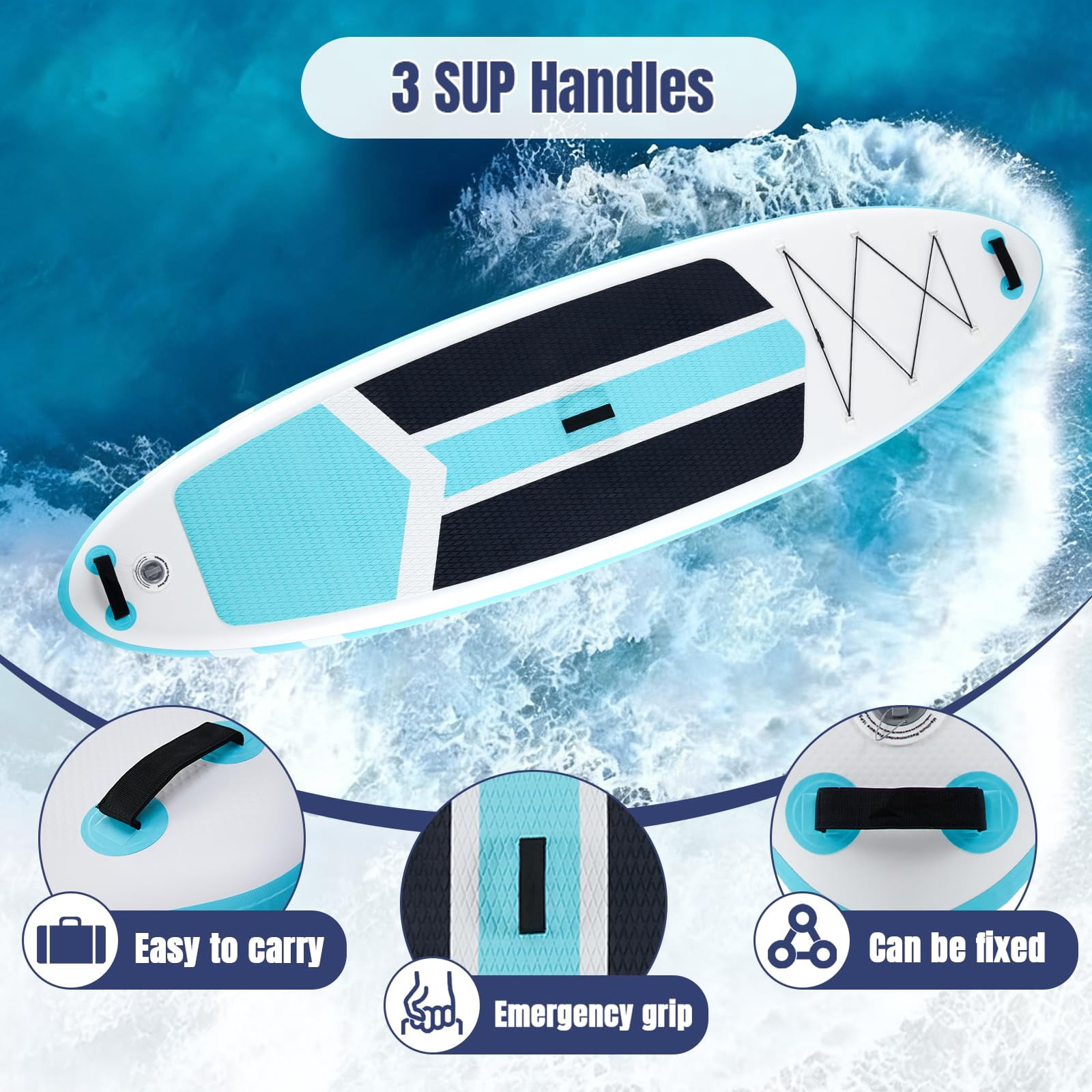 LIFERECORD Inflatable Stand Up Paddle Board 10.5ft with SUP Accessories, 2-in-1 Aluminum Paddle, Wide Stable Design Non-Slip Deck, Ultra Portable iSUP with Backpack for Adults Youth Beginners