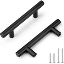 50 Pack Black Stainless Steel Kitchen Cabinet Door Handles T Bar Drawer Pulls Knobs Diameter 1/2 inch Hole Centers:3inch-5inch Length