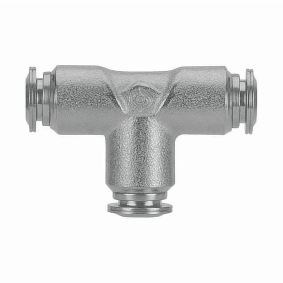 Push-Fit Tee Fitting, Push-to-Connect x Push-to-Connect x Push-to-Connect, 3/8 in Tube OD