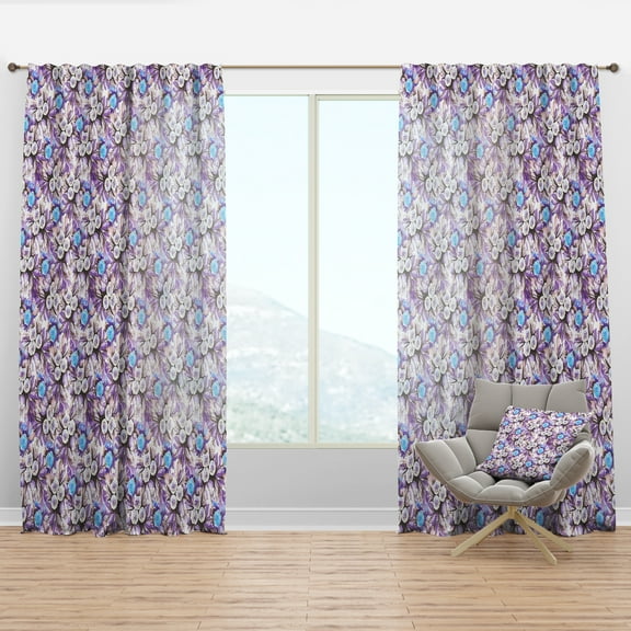 Designart 'Bloom Purple V' Floral Curtain Panel