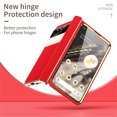thumbnail image 2 of Dteck for Google Pixel Fold Case with Hinge Protection, Shockproof Plating PU Leather Built in Screen Protector Wireless Charging Foldable Kickstand Phone Cover 5G 2023, Red, 2 of 8