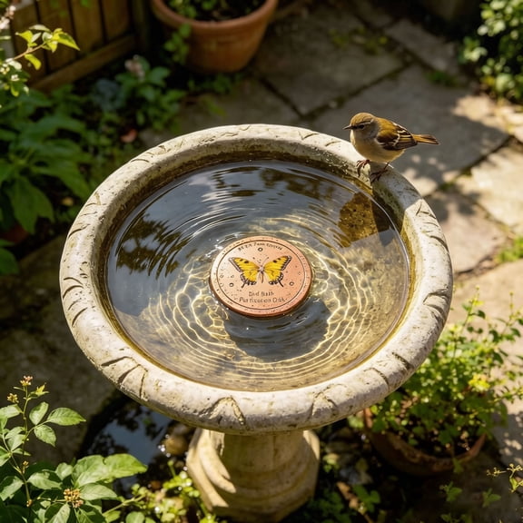 Bird Bath Purification Disk Pure Copper Outside Solar Power Wild Hummingbird Hanging Bowl Metal Warmer Humming Cleaner Pedestal Outdoor Feeder Cage Dispenser,A - One Size