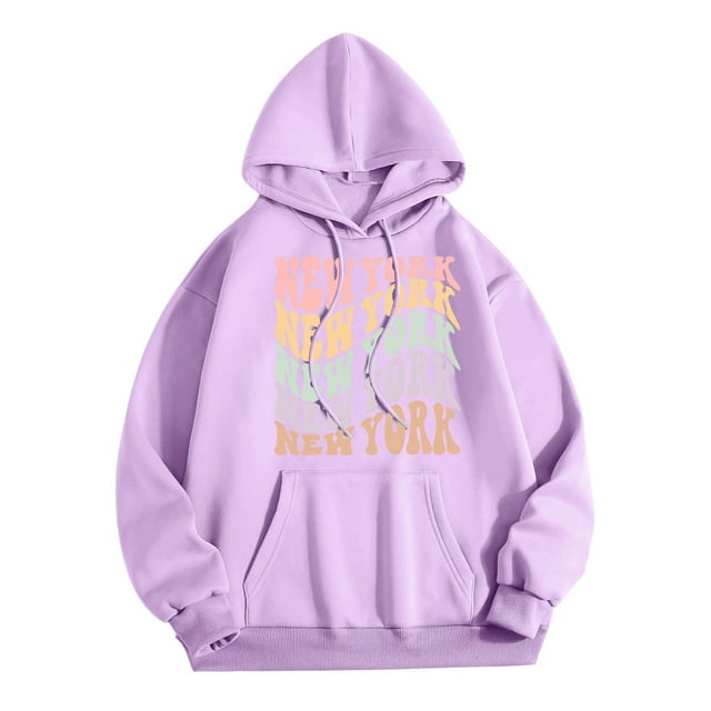 WEAIXIMIUNG Sweatshirts à Col Rond pour Femmes, Hoodie Décontracté avec Poche, Imprimé Lettres Anglaises