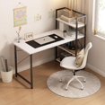 thumbnail image 5 of Bureau d'Ordinateur avec 4 Étagères 39 Pouces Table Robuste avec Étagère Réversible pour Maison Bureau Tour Bureau pour Petit Espace Style Industriel Moderne Blanc, 5 of 5