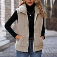 thumbnail image 4 of Virmaxy Womens Winter Sherpa Fleece Vest Solid Color Faux Shearling Pit-stripe Coat with Pocket Sleeveless Full Zip up Lapel Plush Jacket Warm Winter Coat Outerwear Khaki XS, 4 of 4