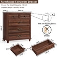 thumbnail image 2 of Joaxswe 5-Drawer Dresser, 35.2" Tall Black Dresser for Bedroom Storage, Hallway Chest with Large Drawers, 31.5" Wide Space Saving Furniture, Brown, 2 of 9