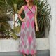 thumbnail image 2 of Diamond Grid Vestido Sin Mangas Vestidos Para Mujer, Vestido Suelto De Verano 2025, 2 of 5