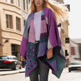 thumbnail image 5 of Women's Reversible Poncho Shawl Wrap Warm Winter Cape with Geometric Pattern Elegant and Stylish, 5 of 5