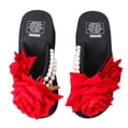 thumbnail image 1 of Chanclas planas con flores a la moda, sandalias de playa de verano, elegantes y delicadas para mujer y niña (negro, 41 yardas, EU40, US8.5, UK6), 1 of 5