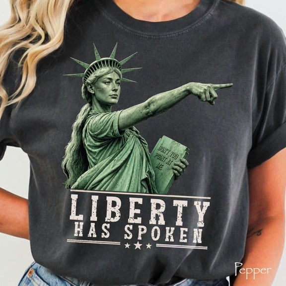 Sophie Cunningham "Liberty Has Spoken" Pointing Shirt - Viral Basketball Point God Tee with Lady Liberty